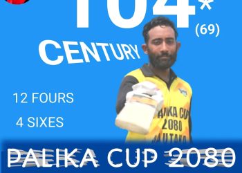 पलिका कपमा गौरव खड़का द्वारा शतक प्रहार।